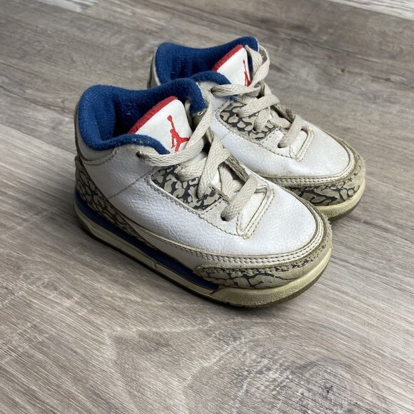 Nike Air Jordan 3 Retro True Blue Toddler Shoes 832033-106 Elephant Size‎ 6C - Picture 1 of 9